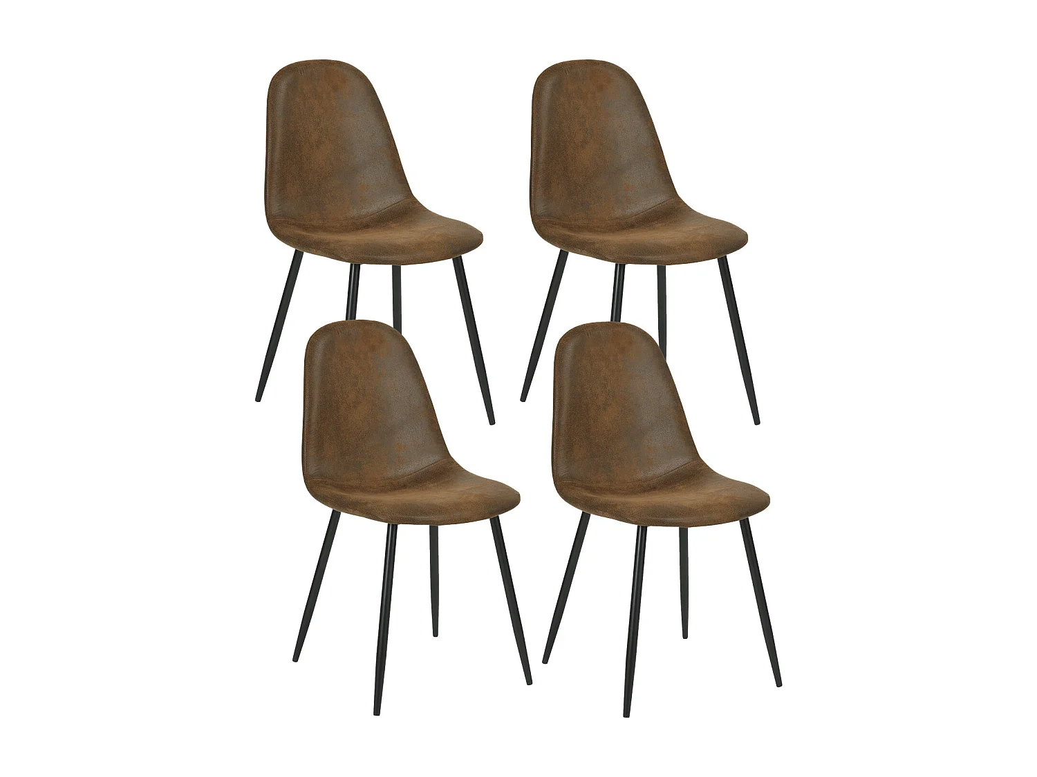 URBAN MEUBLE  Lot de 4 chaises - Style vintage et design scandinave - En faux daim - Idéales pour cuisine - Marron