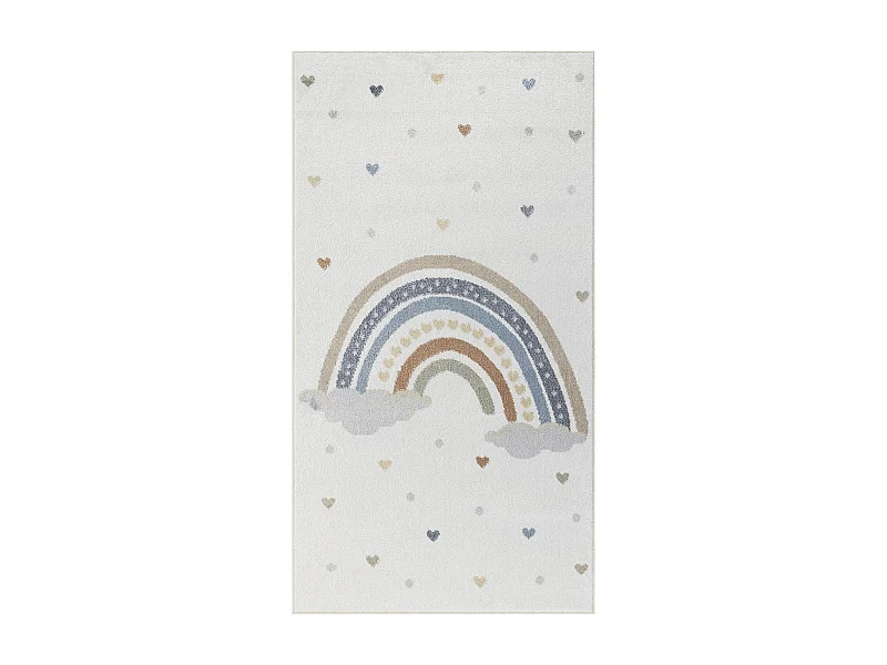 Tapis Enfant Lavable en Machine Arc-en-Ciel - Multicolore/Orange - 80x150cm - RAINI-BOW