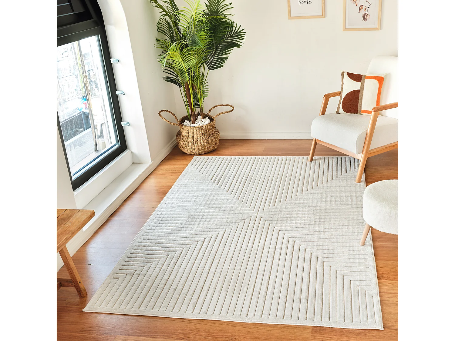 Tapis d'Intérieur/Extérieur Scandinave Moderne - Blanc - 120x170cm - KIYOSHI