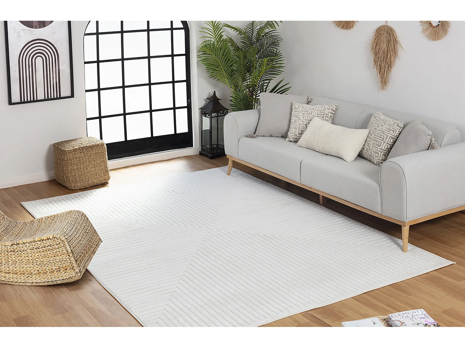 Tapis d'Intérieur/Extérieur Scandinave Moderne - Blanc - 120x170cm - KIYOSHI
