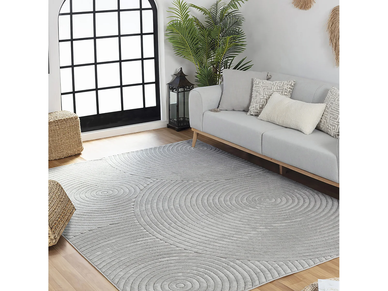 Tapis d'Intérieur/Extérieur Scandinave Moderne - Gris - 160x220cm - KOANA
