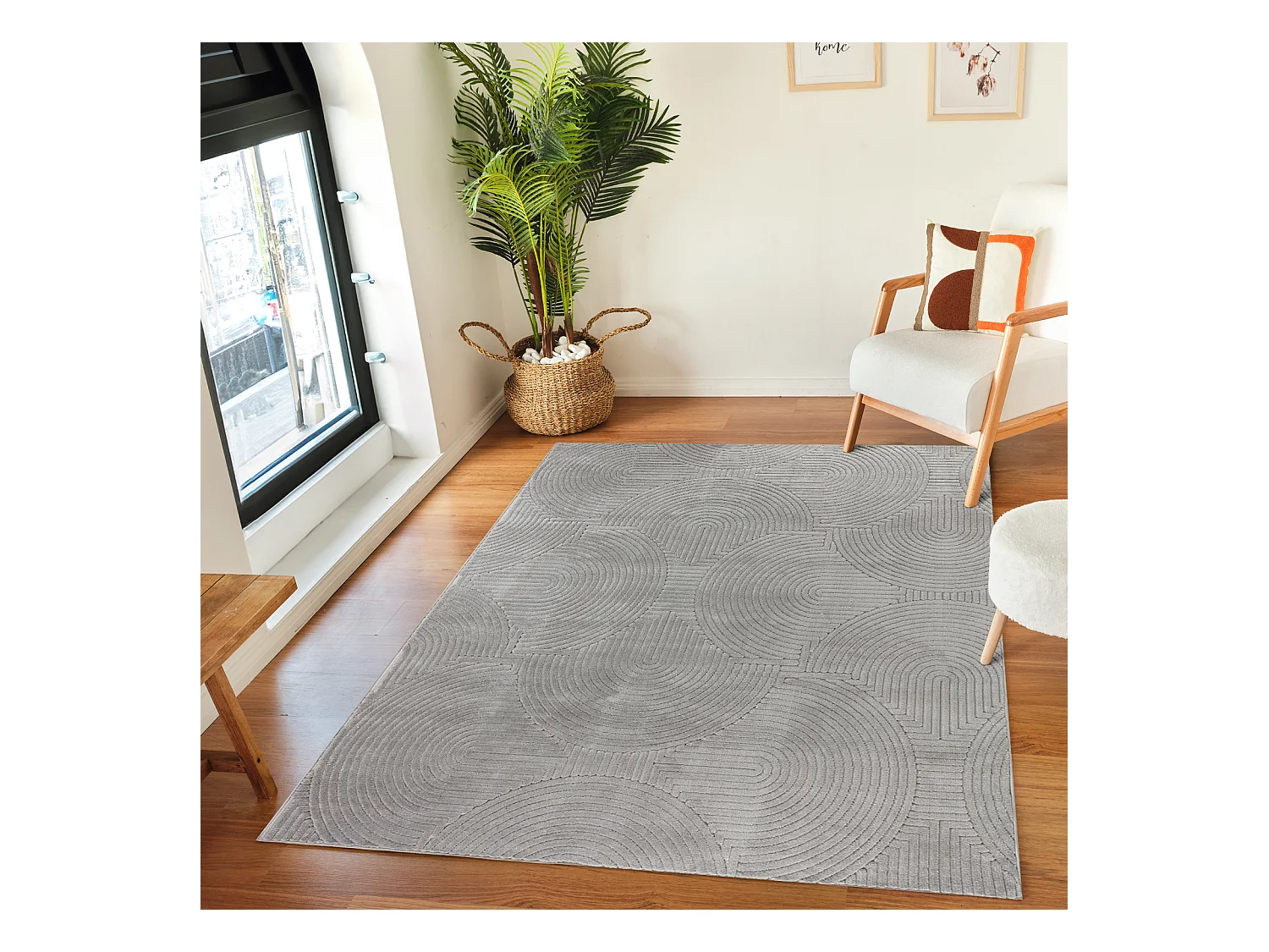 Tapis d'Intérieur/Extérieur Scandinave Moderne - Gris - 200x275cm - REYKO