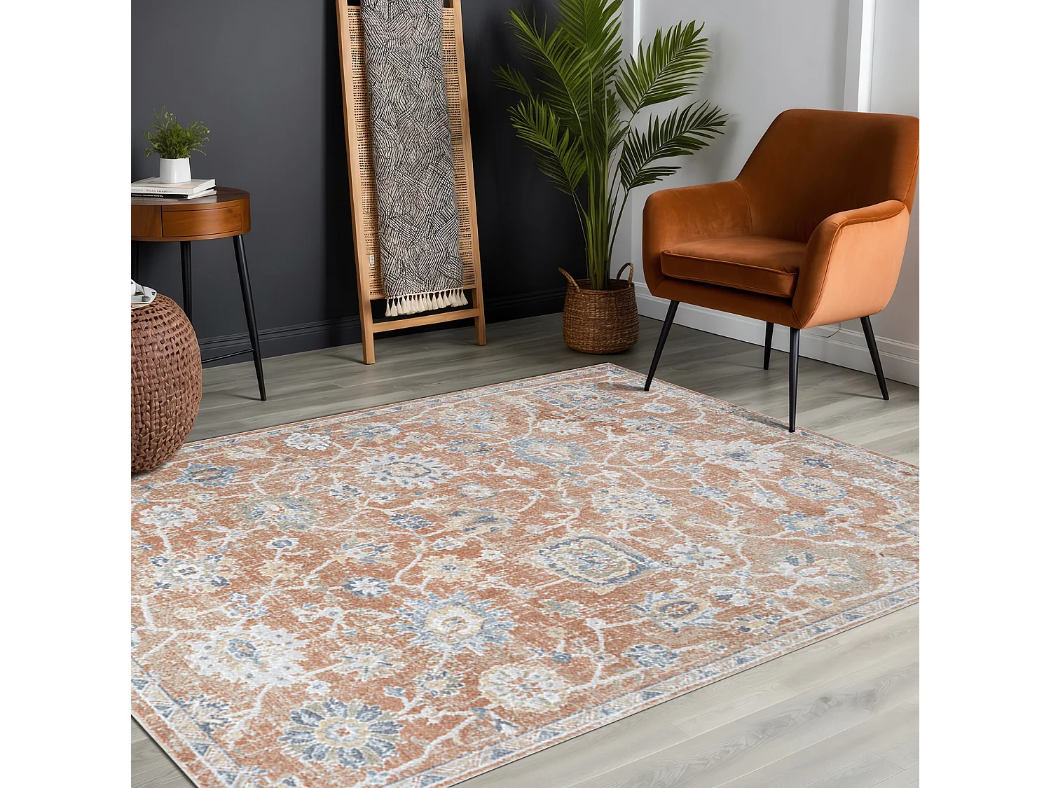 Tapis Vintage Lavable en Machine - Terracotta - 120x170cm - RUBY