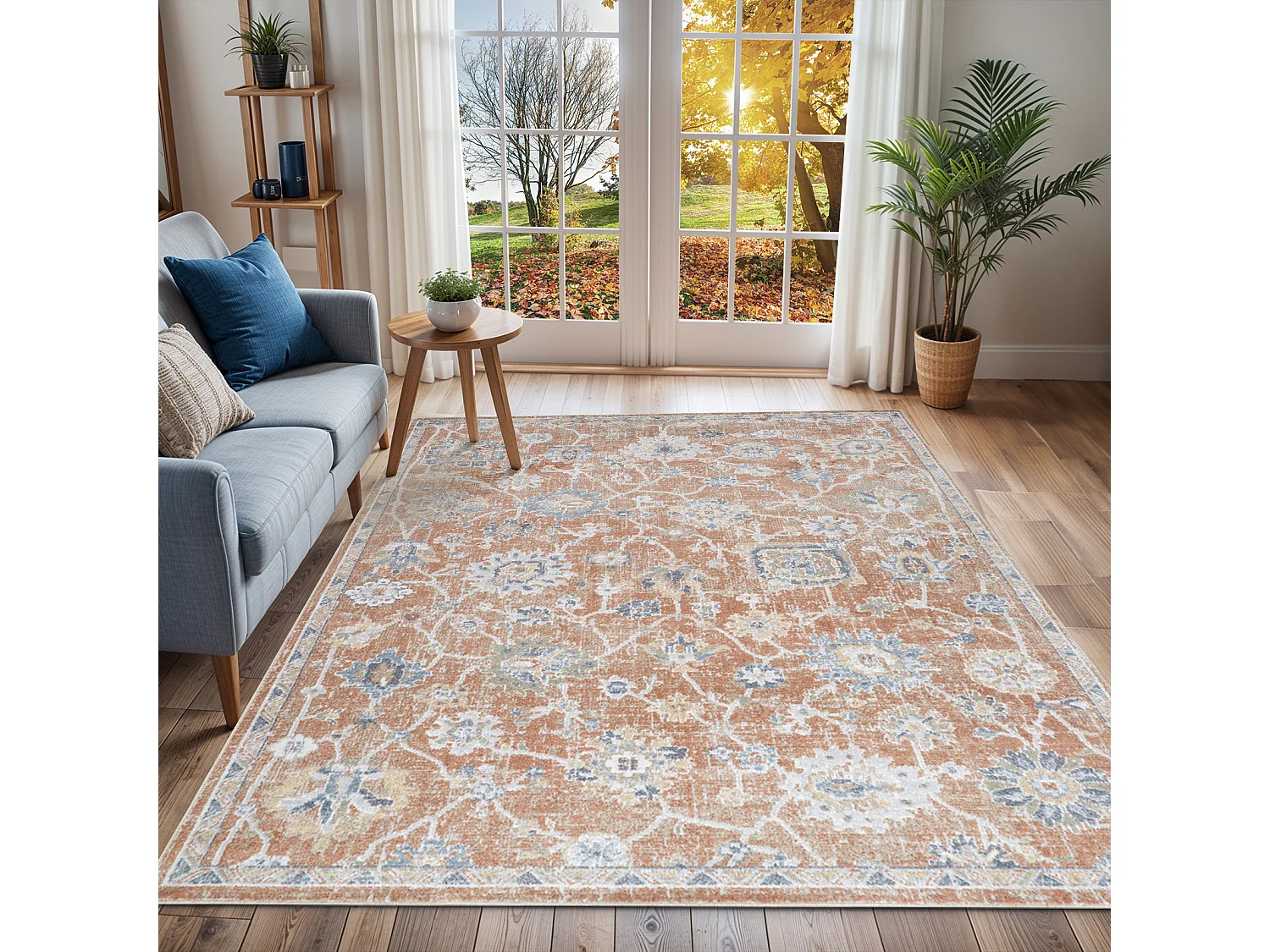 Tapis Vintage Lavable en Machine - Terracotta - 120x170cm - RUBY