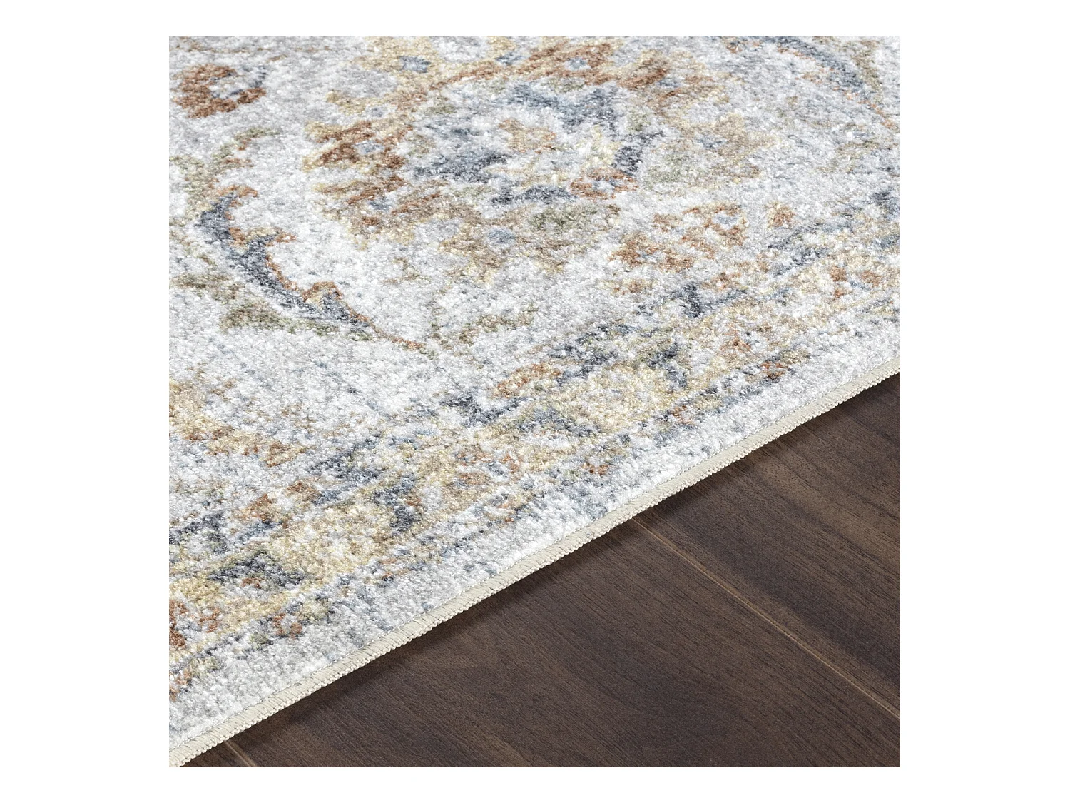 Tapis Vintage Lavable en Machine - Gris/Jaune - 120x170cm - ESTHER