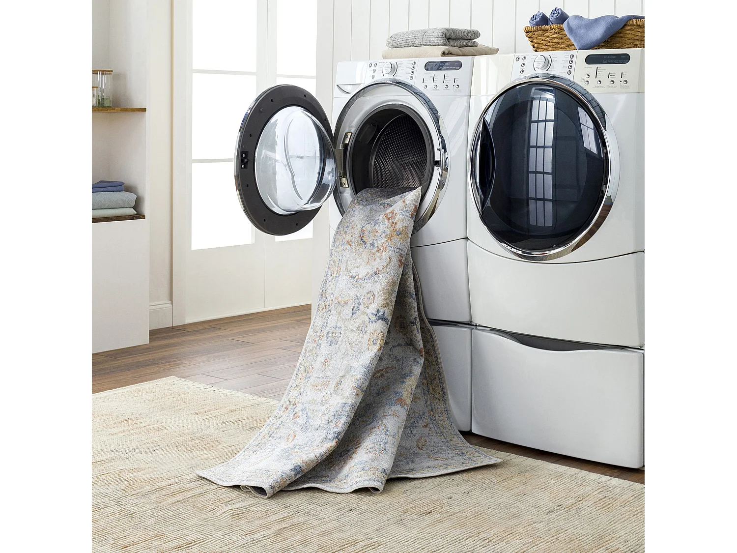 Rond Afwasbaar Vintage Tapijt - Grijs/Geel - Ø 200cm - ESTHER