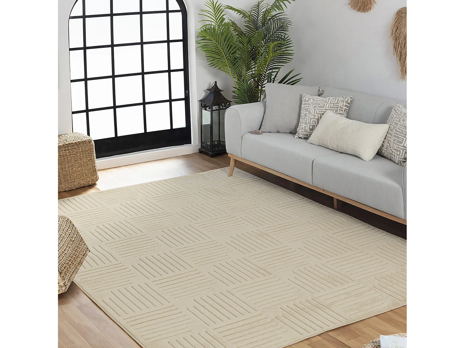 Tapis d'Intérieur/Extérieur Scandinave Moderne - Beige - 200x275cm - MIDORI
