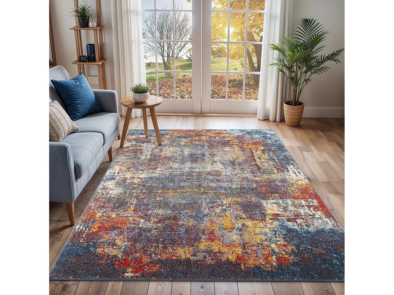 Modern Abstract Tapijt - Meerkleurig/Blauw - 120x170cm - NOA