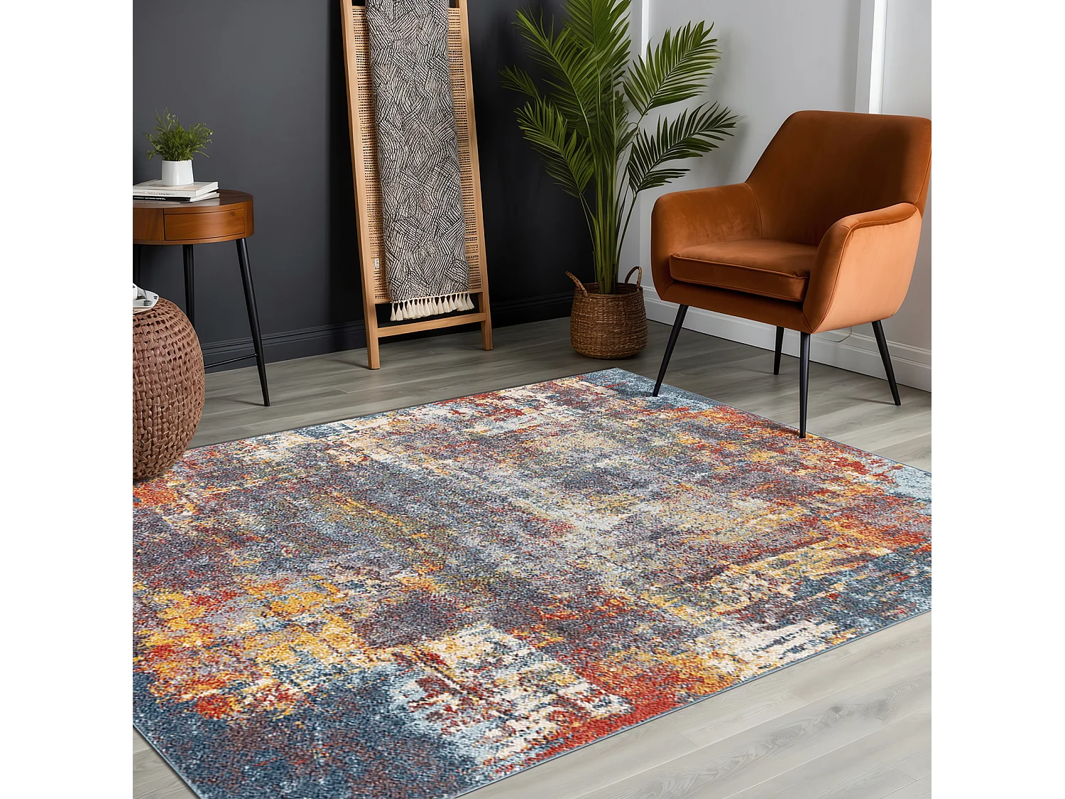 Modern Abstract Tapijt - Meerkleurig/Blauw - 120x170cm - NOA