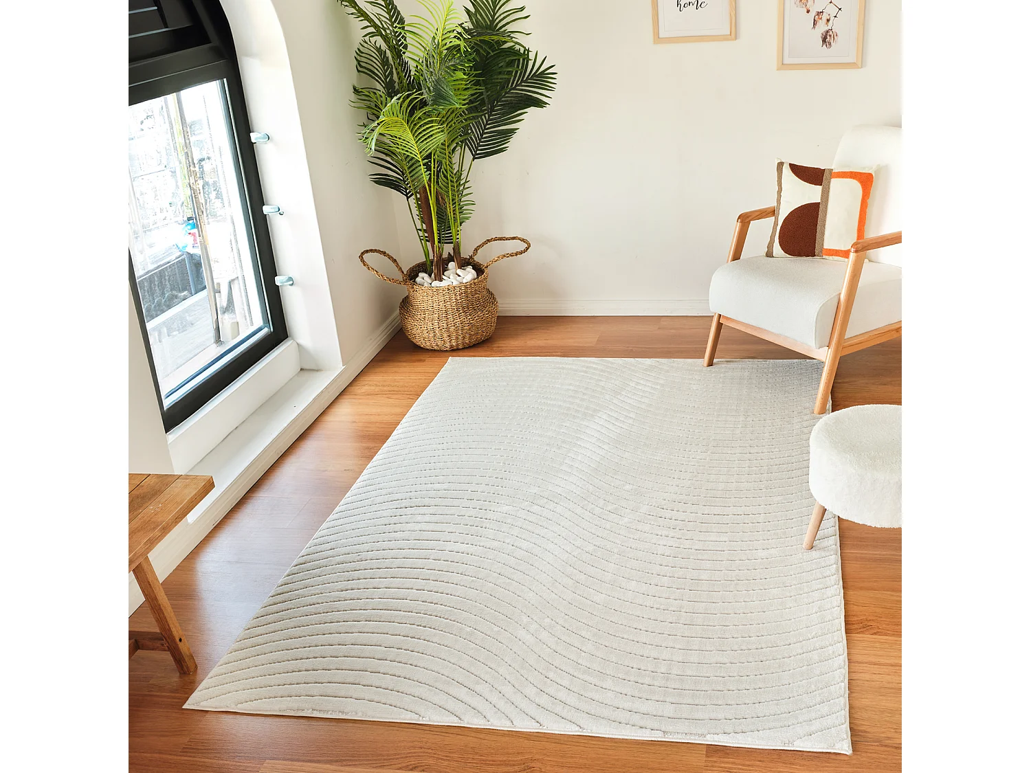 Tapis d'Intérieur/Extérieur Scandinave Moderne - Blanc - 120x170cm - AYUMI