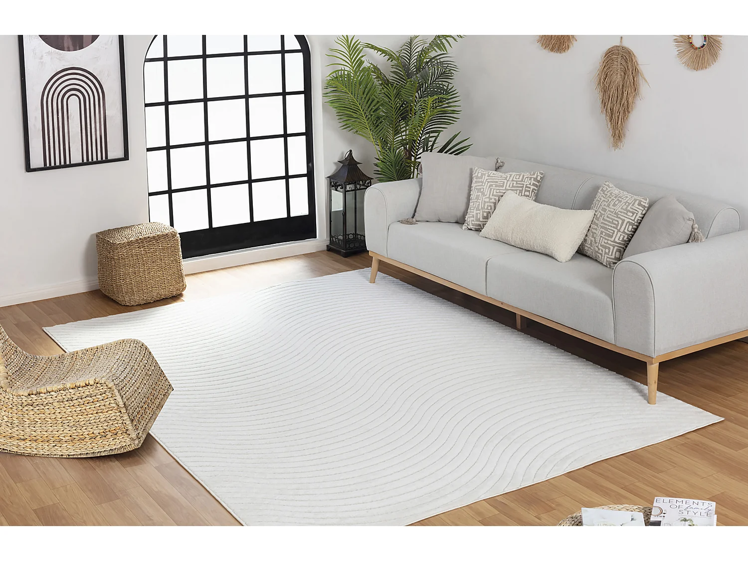 Tapis d'Intérieur/Extérieur Scandinave Moderne - Blanc - 120x170cm - AYUMI