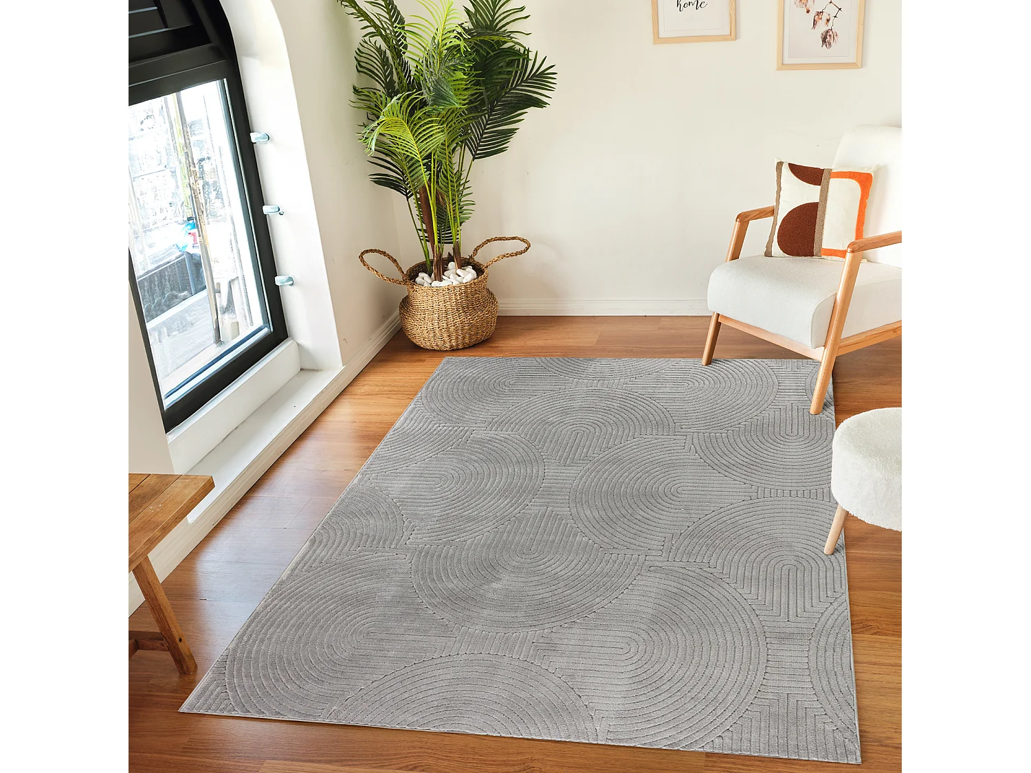 Tapis d'Intérieur/Extérieur Scandinave Moderne - Gris - 120x170cm - REYKO