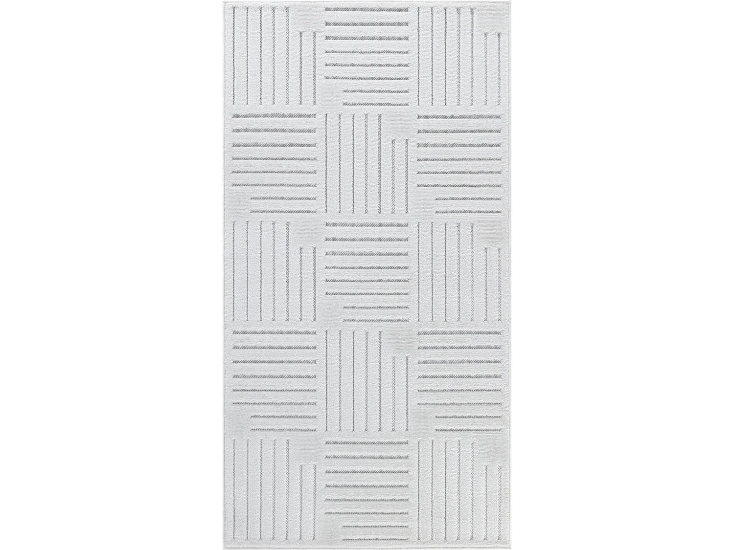 Tapis d'Intérieur/Extérieur Scandinave Moderne - Blanc - 80x150cm - MIDORI