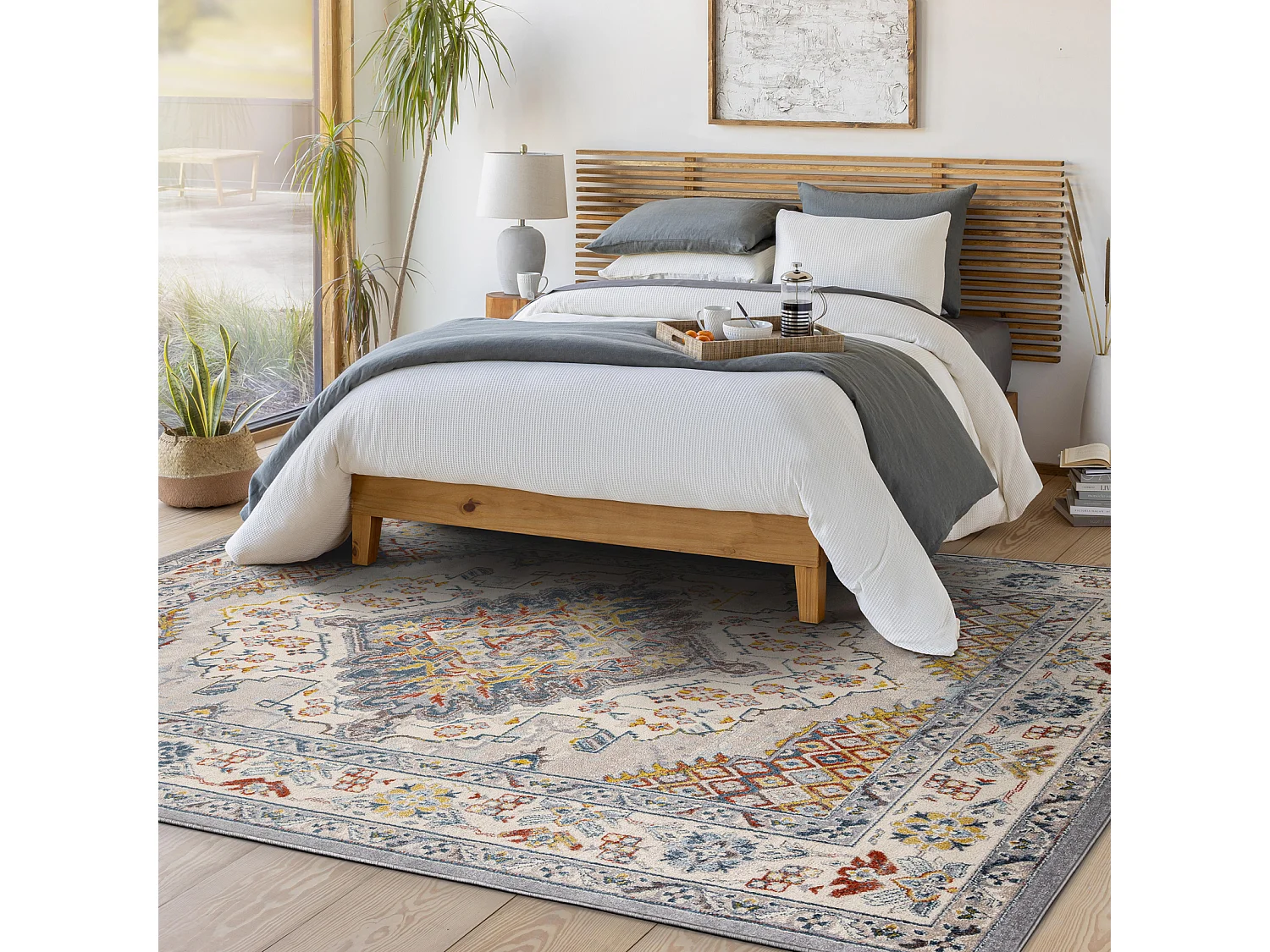 Tapis d'Intérieur/Extérieur Scandinave Moderne - Blanc - 80x150cm - MIDORI