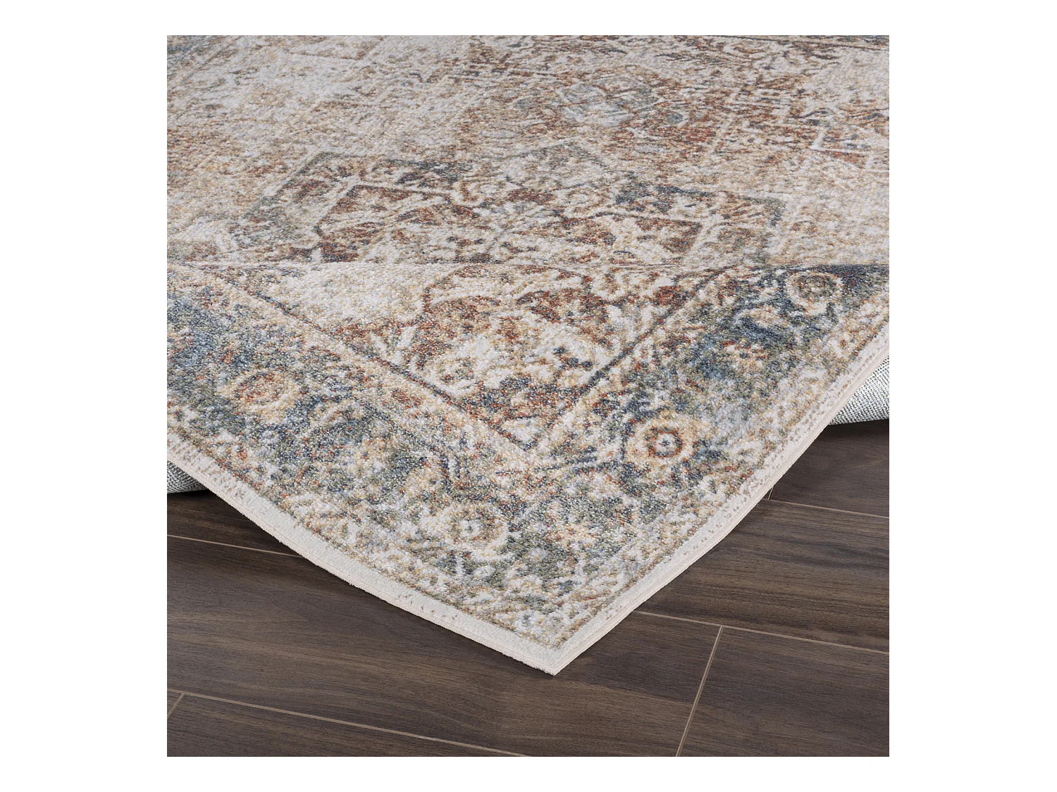 Rond Afwasbaar Vintage Tapijt - Bruin/Ivoor - Ø 200cm - ALORA