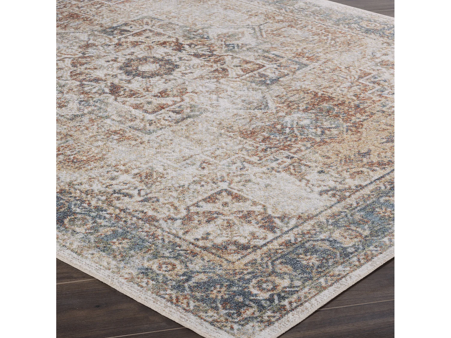 Rond Afwasbaar Vintage Tapijt - Bruin/Ivoor - Ø 200cm - ALORA