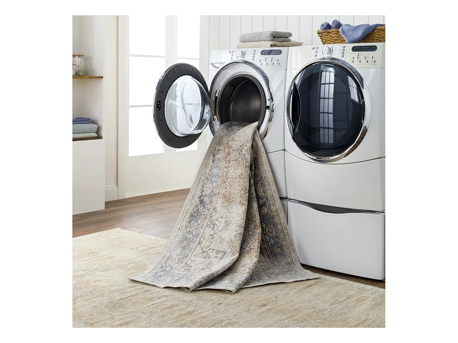 Rond Afwasbaar Vintage Tapijt - Bruin/Ivoor - Ø 200cm - ALORA