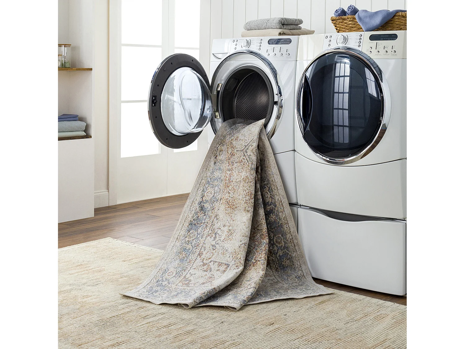 Rond Afwasbaar Vintage Tapijt - Bruin/Ivoor - Ø 200cm - ALORA