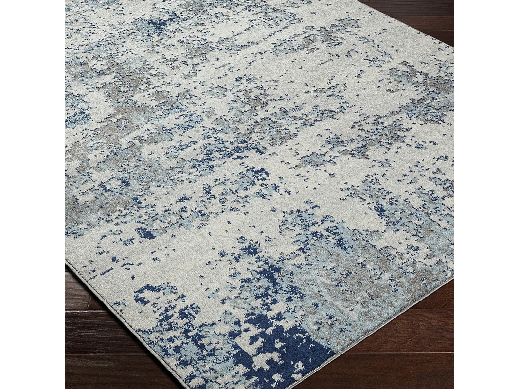 Rond Modern Abstract Tapijt SARAH - Blauw/Grijs - Ø 160cm - SARAH