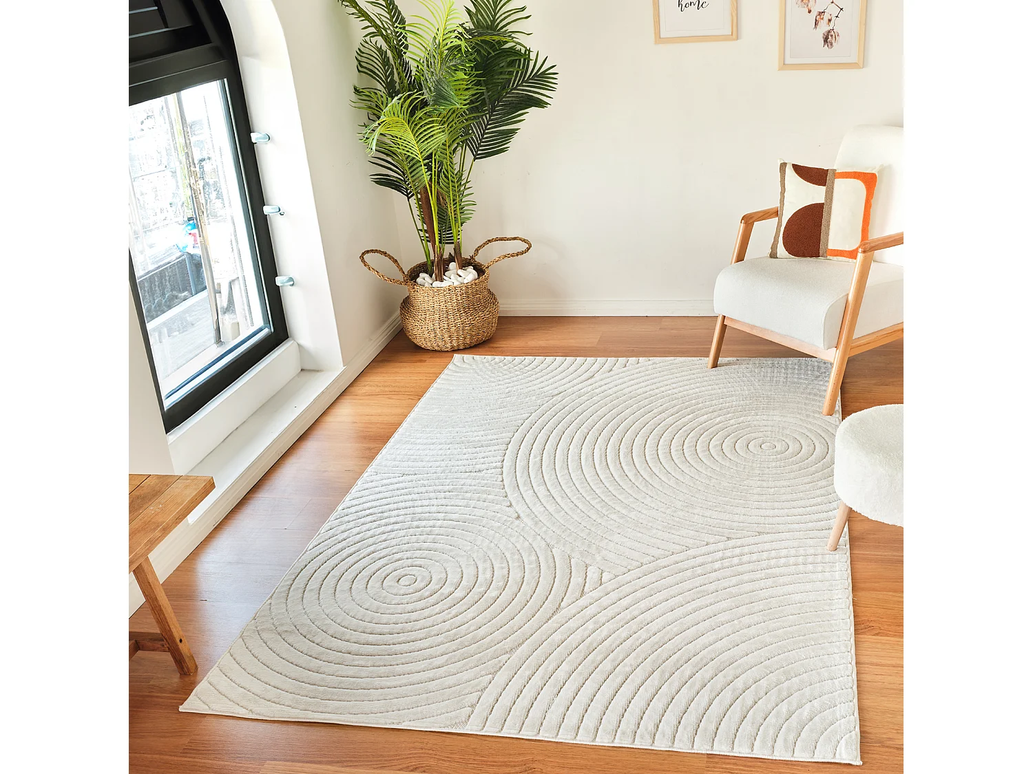 Tapis d'Intérieur/Extérieur Scandinave Moderne - Blanc - 120x170cm - KOANA