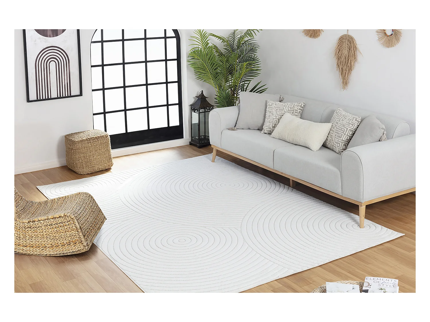 Tapis d'Intérieur/Extérieur Scandinave Moderne - Blanc - 120x170cm - KOANA