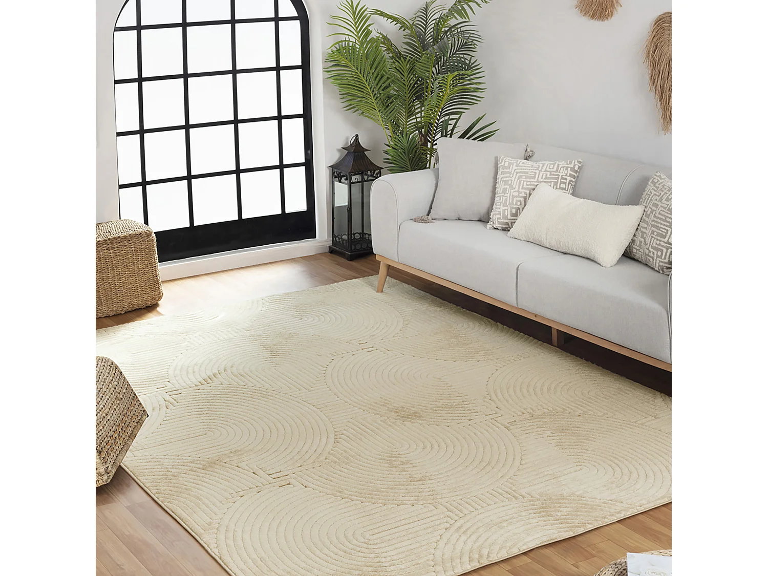 Tapis d'Intérieur/Extérieur Scandinave Moderne - Beige - 160x220cm - REYKO