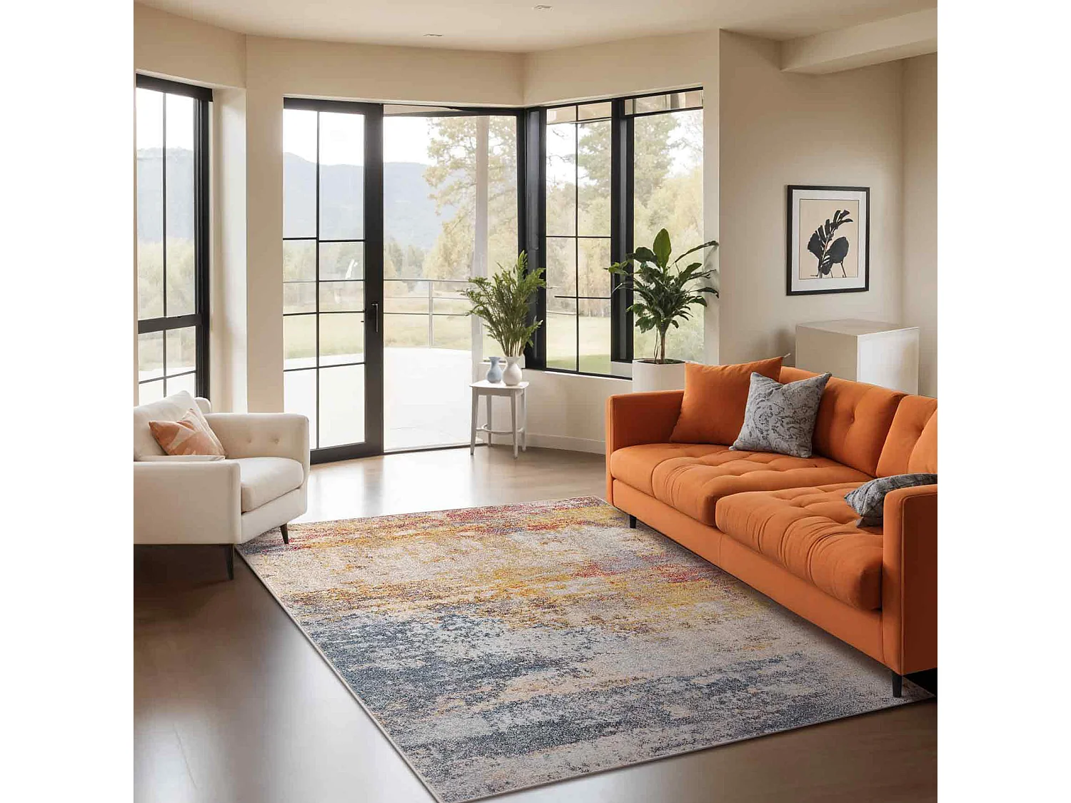 Modern Abstract Tapijt - Meerkleurig/Oranje - 120x170cm - VALERIE