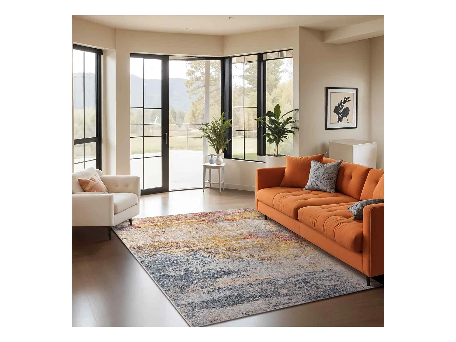 Tapis Abstrait Moderne - Multicolore/Orange - 120x170cm - VALERIE