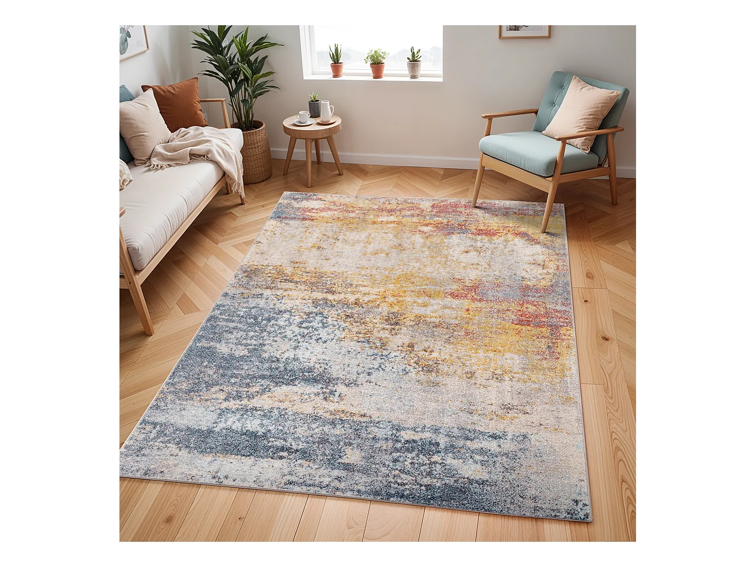 Tapis Abstrait Moderne - Multicolore/Orange - 120x170cm - VALERIE