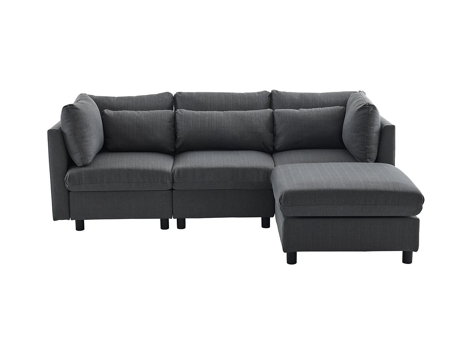 Canapé d'angle 3 places avec repose-pieds amovible - super moelleux et doux - Gris