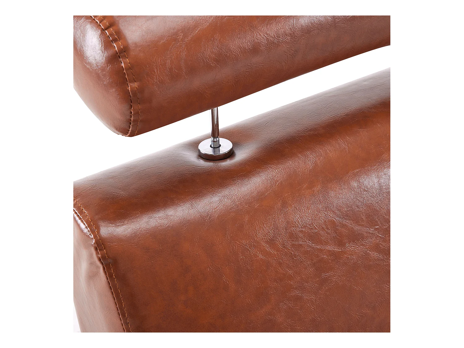 Fauteuil moderne en similicuir avec appui-tête réglable pour salon - structure en fer - Marron