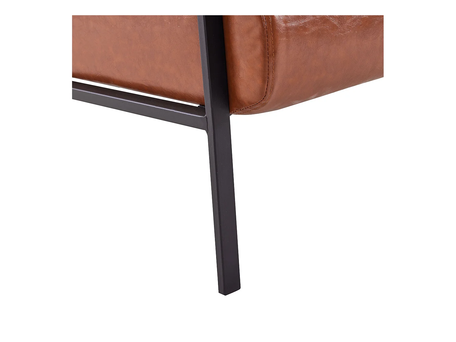 Fauteuil moderne en similicuir avec appui-tête réglable pour salon - structure en fer - Marron