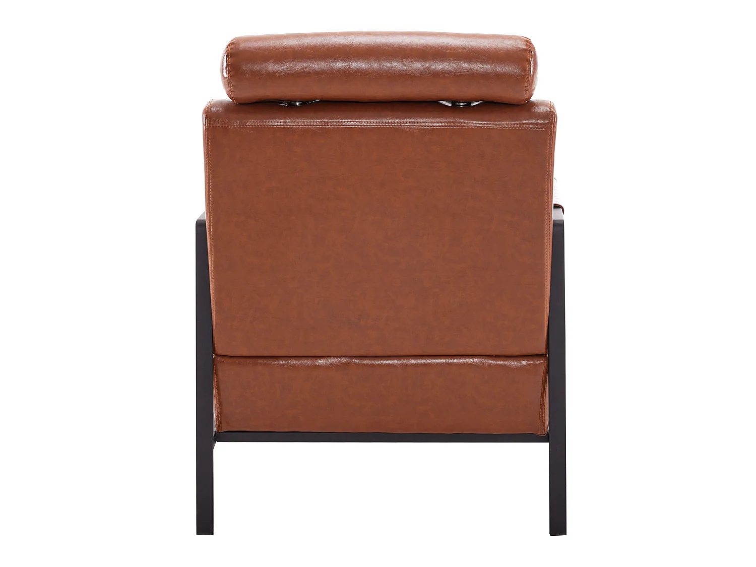 Fauteuil moderne en similicuir avec appui-tête réglable pour salon - structure en fer - Marron