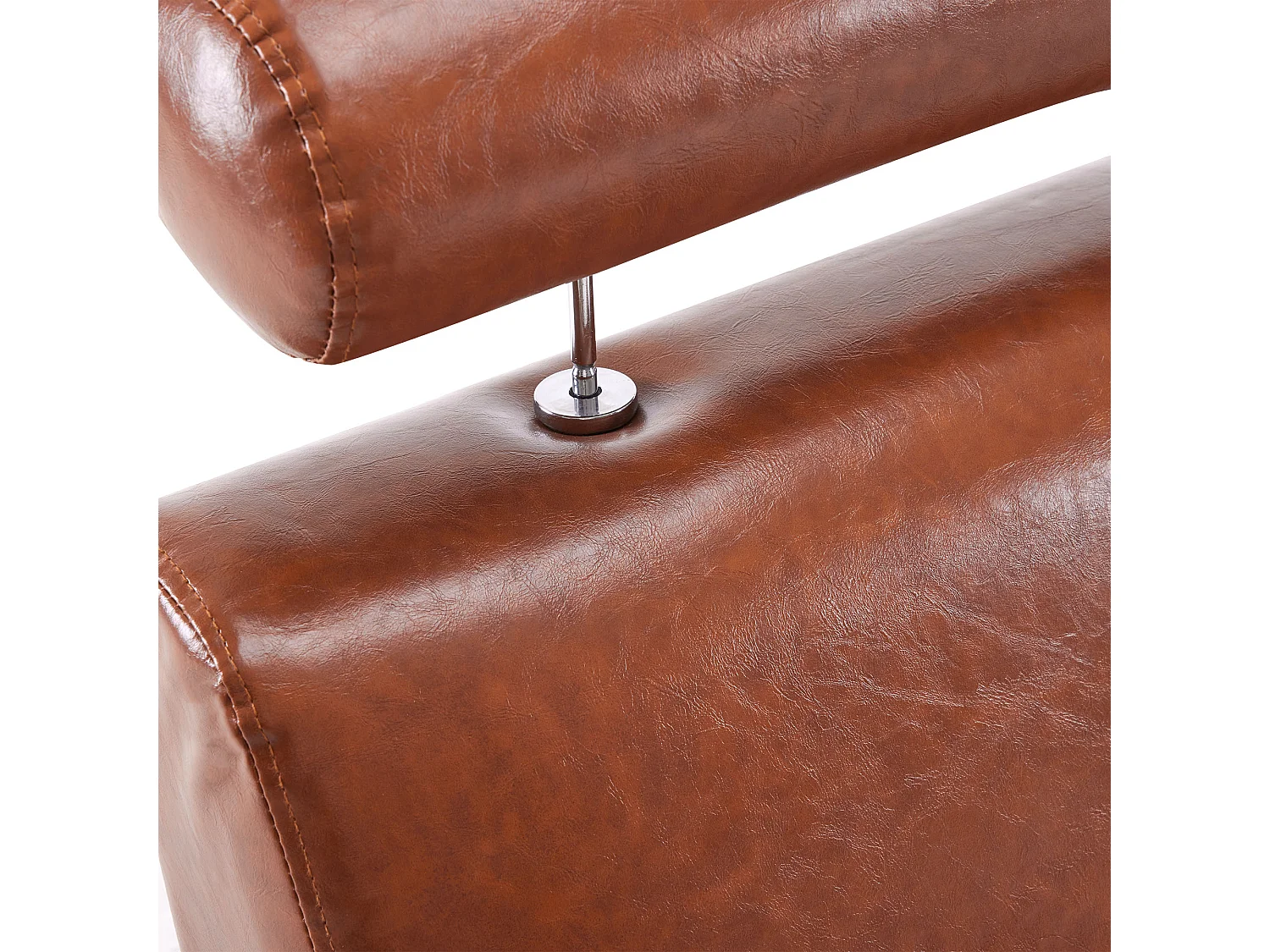 Fauteuil moderne en similicuir avec appui-tête réglable pour salon - structure en fer - Marron