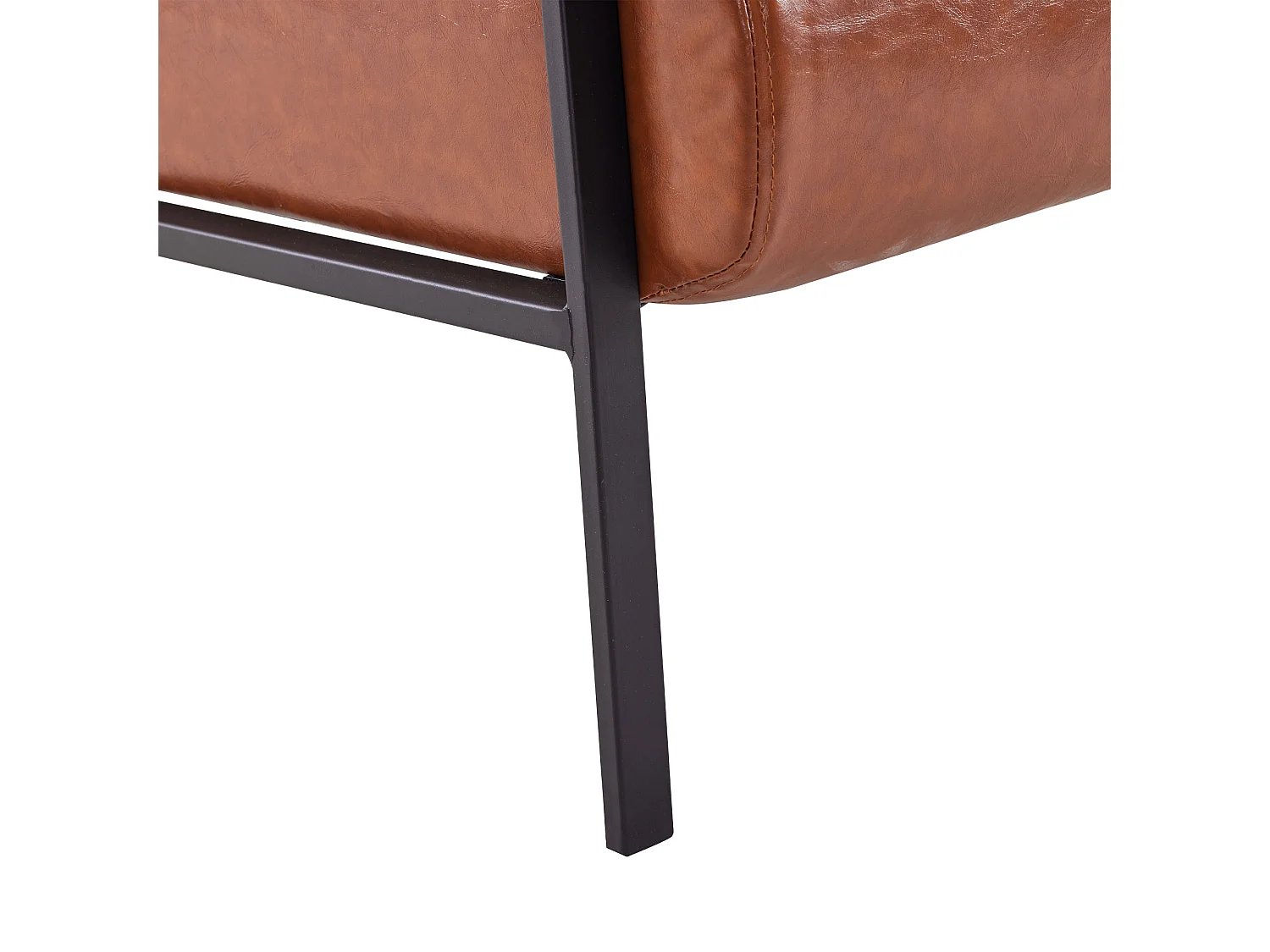 Fauteuil moderne en similicuir avec appui-tête réglable pour salon - structure en fer - Marron