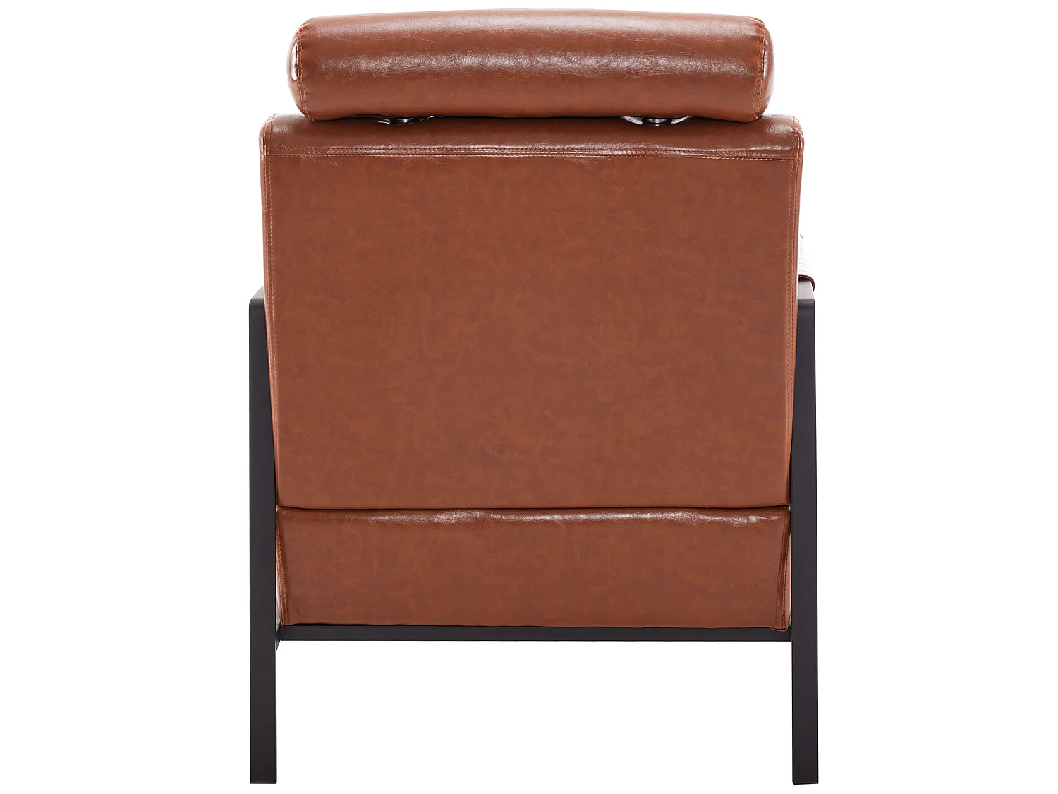 Fauteuil moderne en similicuir avec appui-tête réglable pour salon - structure en fer - Marron