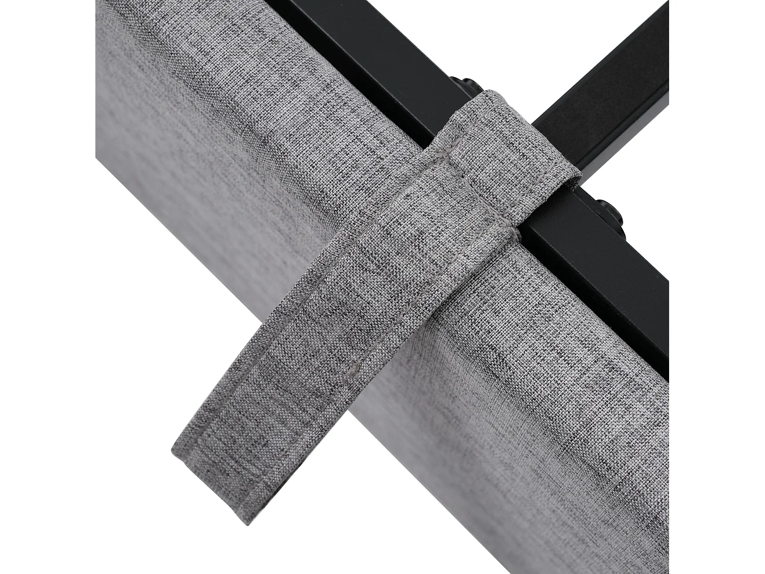 Lit coffre 160x200cm rembourré en tissu lin - avec LED et Ports de charge - avec sommier à lattes - Gris