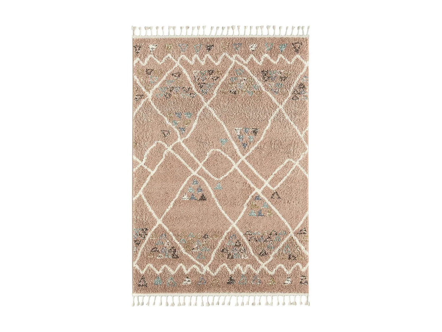 Tapis berbère 200x290 tissé motif saharien PASTEL D rose