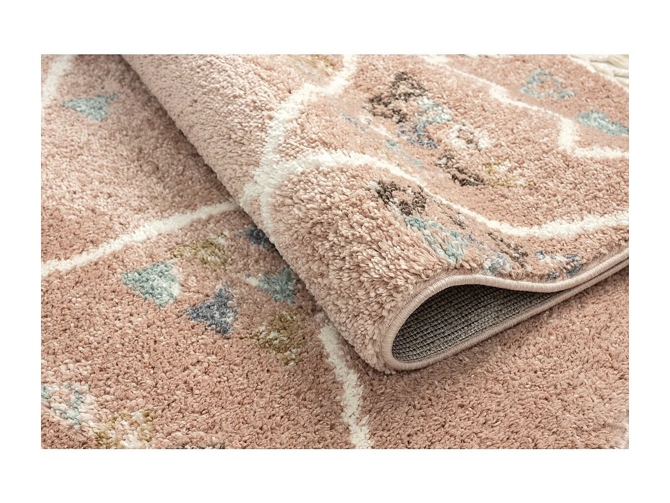 Tapis berbère 200x290 tissé motif saharien PASTEL D rose