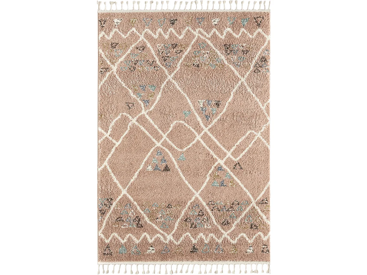 Tapis berbère 200x290 tissé motif saharien PASTEL D rose