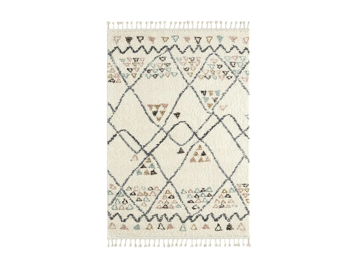 Tapis berbère 160x230 tissé motif saharien PASTEL D crème