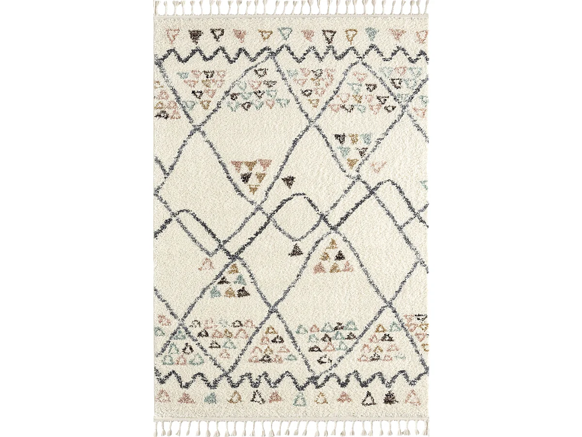 Tapis berbère 160x230 tissé motif saharien PASTEL D crème