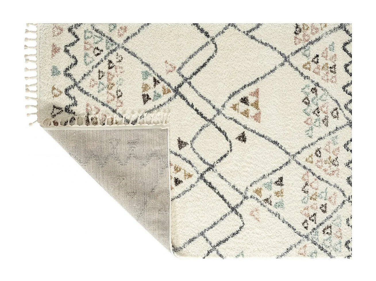 Tapis berbère 160x230 tissé motif saharien PASTEL D crème