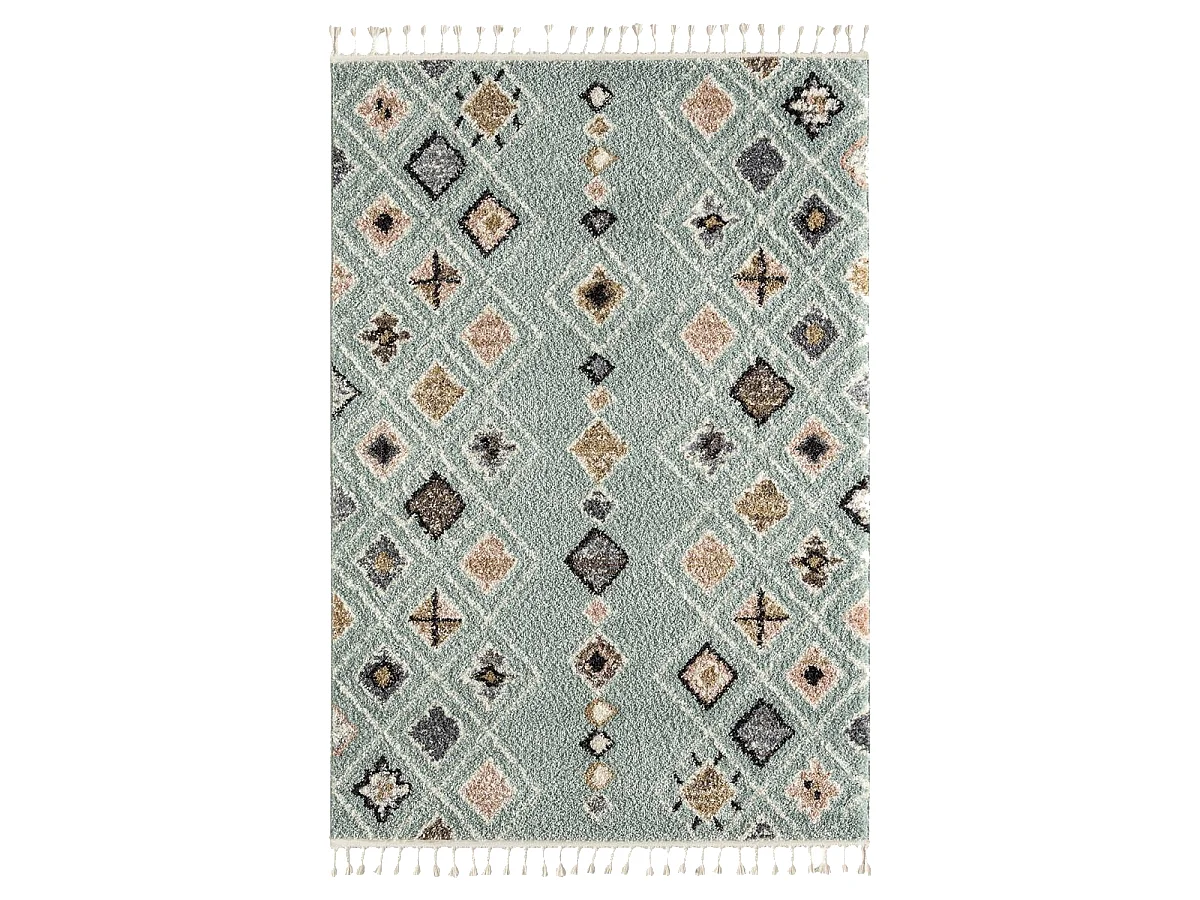 Tapis berbère 160x230 tissé motif saharien PASTEL E turquoise