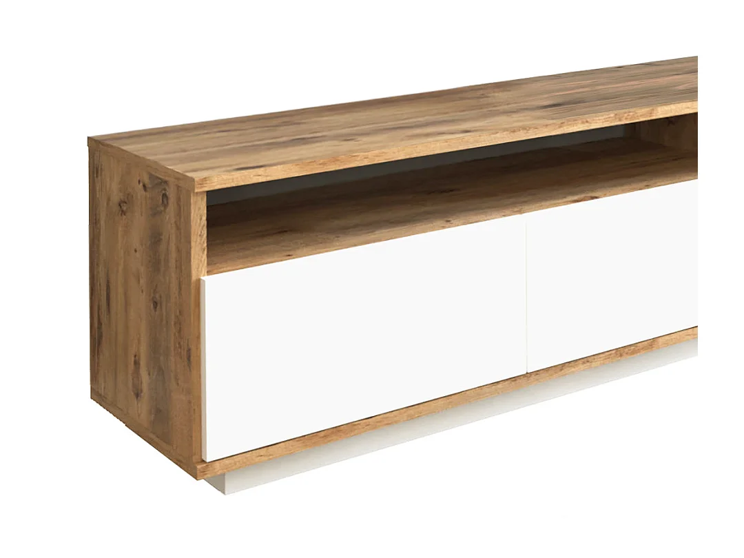 Móvel de TV 4 portas e 2 prateleiras natural claro e branco - CEDONA