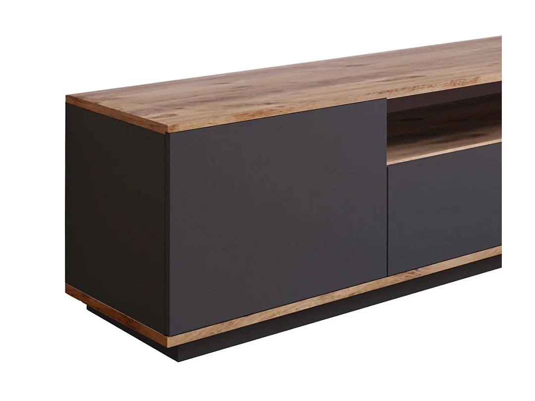 TV-møbel med 3 låger og opbevaring i antracitgrå og naturfarve LOTULA
