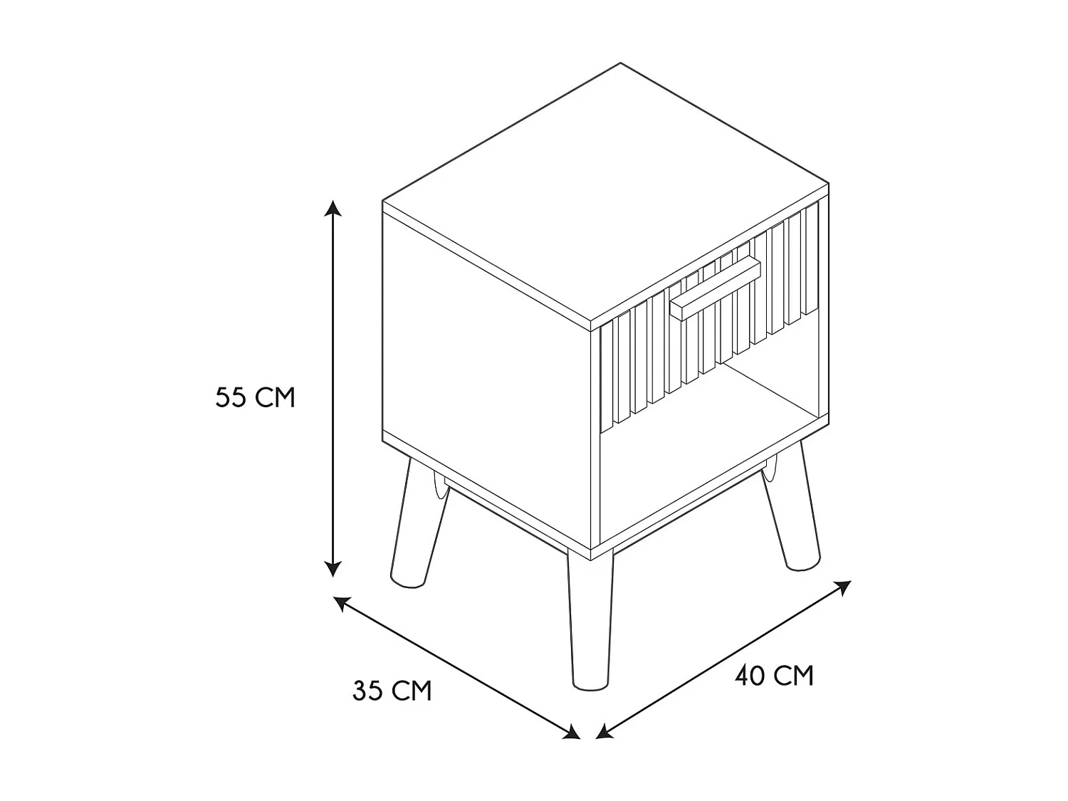 Chevet en bois 1 tiroir Klaus (Lot de 2)