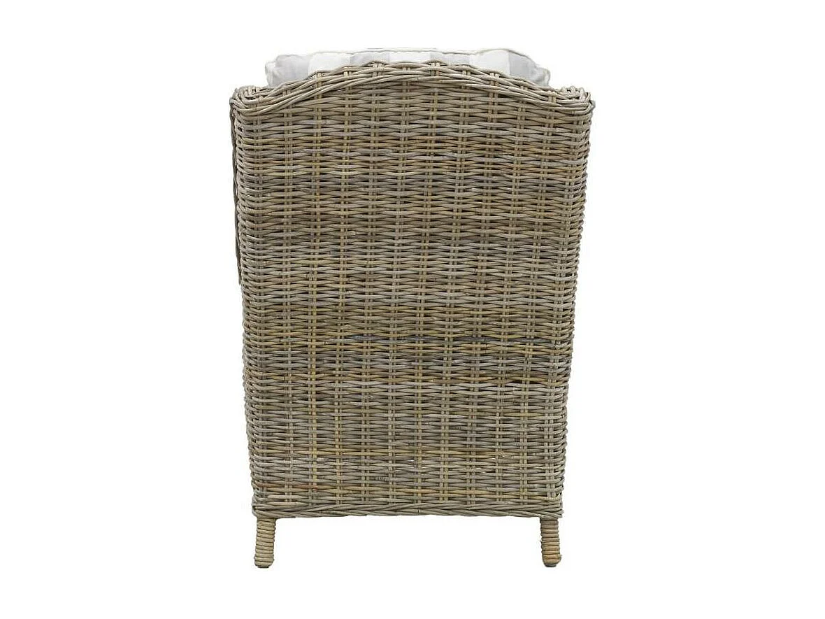 Fauteuil en poellet gris + coussin rayé