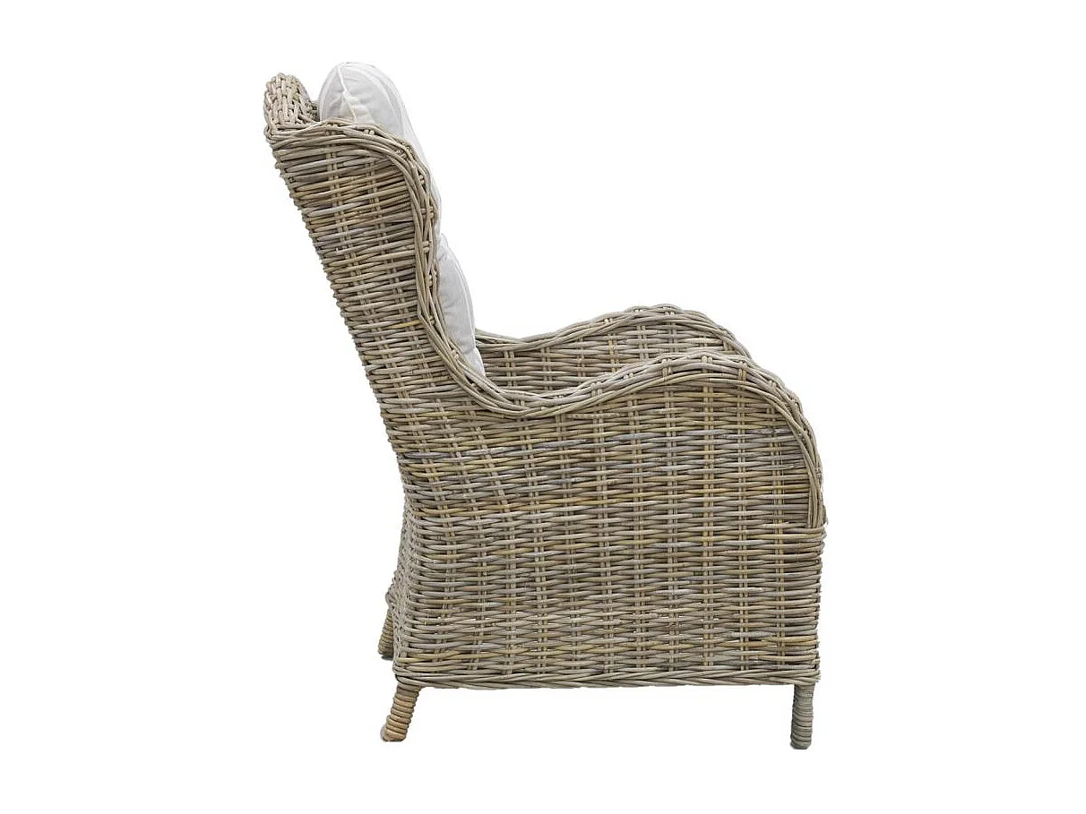 Fauteuil en poellet gris + coussin rayé