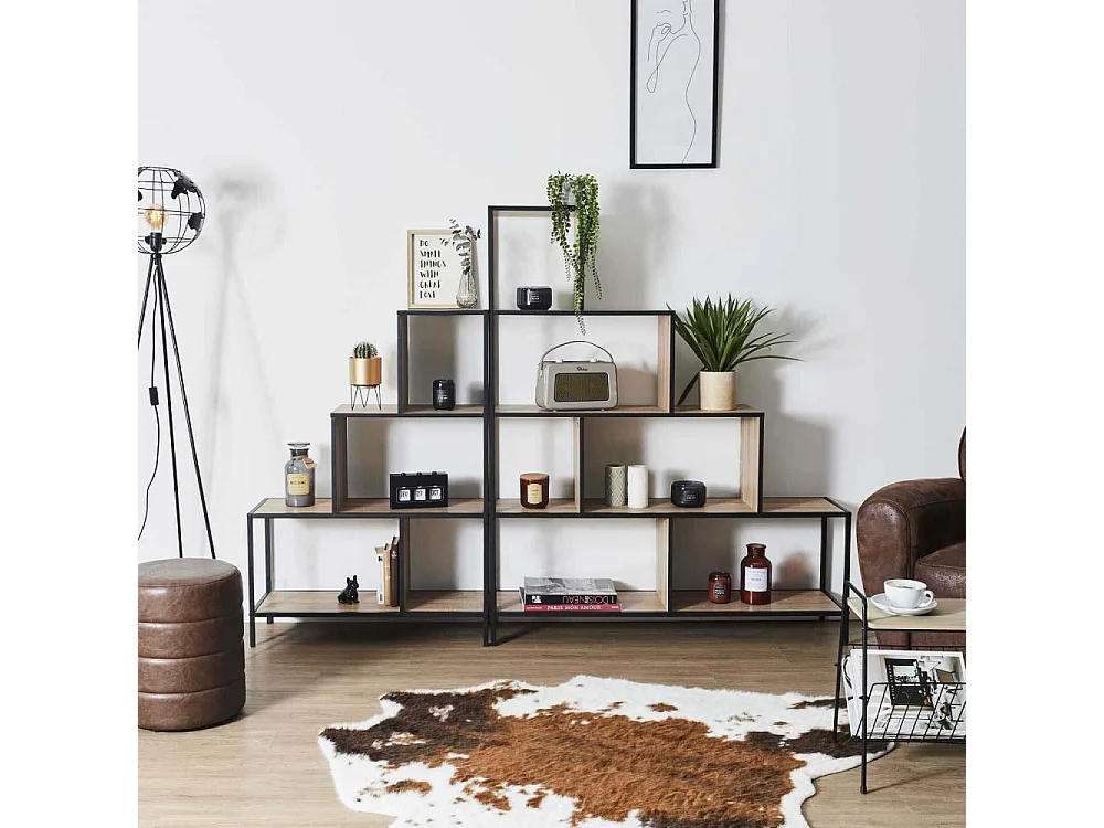 Etagere Escalier Edison H112cm Noir, Marron